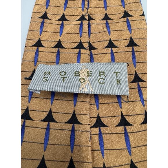 Vintage Robert Stock Men's 100 Percent Silk Tie Geometric Design 58” Long - Picture 6 of 6